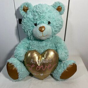 Animal Adventure All You Need Is Love Mint Green Gold 14" Teddy Bear Plush 2018